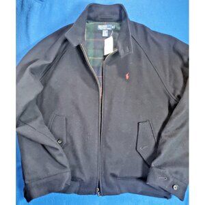 Polo Ralph Lauren Black Wool Blend Plaid Lined Full Zip VTG Jacket NEW W/ TAG